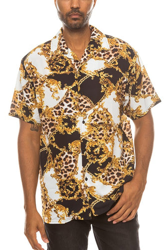 Suave Leopard Print Button Down Dress Shirt