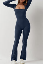 Load image into Gallery viewer, Royal Blue Longsleeve Square Neck Bodycon Wide Leg Flared Jumpsuit