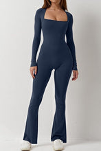 Load image into Gallery viewer, Royal Blue Longsleeve Square Neck Bodycon Wide Leg Flared Jumpsuit