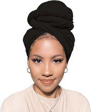 Load image into Gallery viewer, Black Turban Hair Scarf Hijab Shawl