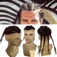 Load image into Gallery viewer, Men&#39;s Medium Brown Human Hair Braided Swiss Lace Toupee Wig