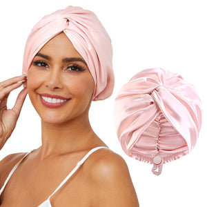 Pink Satin Adjustable Turban Head Wrap