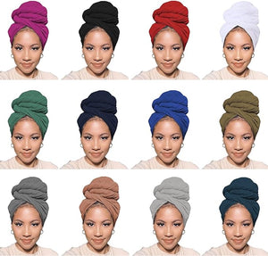 Multicolor 12 Piece Turban Hair Scarf Hijab Shawl