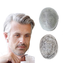 Load image into Gallery viewer, Men&#39;s European Black &amp; Grey Mix Human Hair Wavy 30 mm Toupee