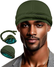 Load image into Gallery viewer, Braided Satin Green Turban With Velcro Strap