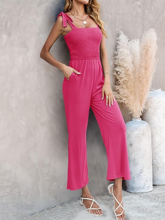 Hot Pink Summer in Santorini Sleevless Jumpsuit