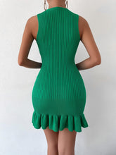 Load image into Gallery viewer, Summer In Hamptons Green Knit Ruffle Hem Sweater Dress