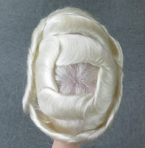 Men's European Human Hair Wavy 30 mm White Toupee