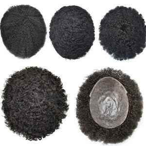 Terrence Curly Afro Wave Human Hair PU Toupee