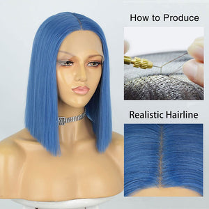 Powder Blue Synthetic 150% Density Lace Front Bob Wig