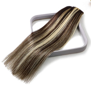 Mia Balayage Dark Brown to Blonde Straight 7Pcs Human Hair Clip-in Hair Extensions