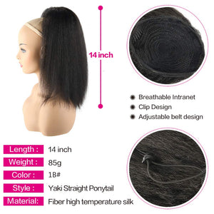 Laila Yaki Straight 14 Inches Synthetic Clip-In Ponytail